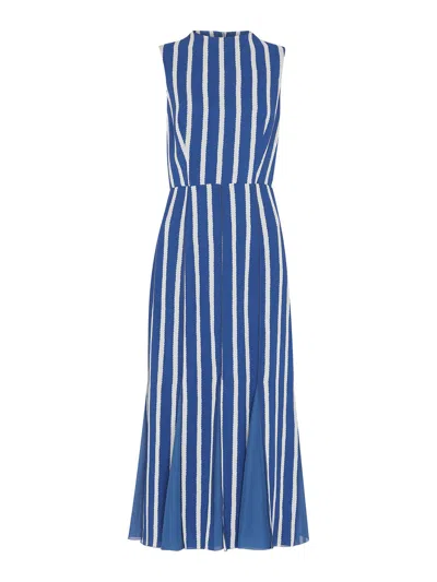 Whistles Women's Crinkle Stripe Midi Dress In Blue