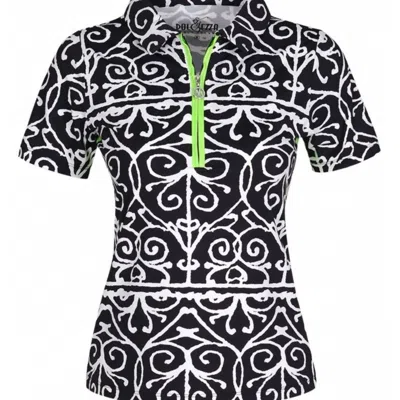 Dolcezza Golf Shirt In Black/white/green
