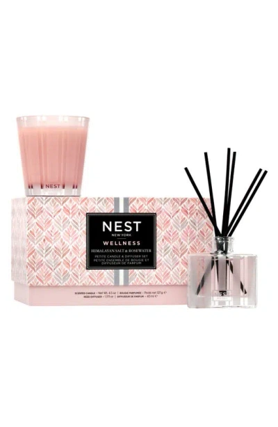 Nest New York Himalayan Sea Salt & Rosewater Petite Candle & Diffuser Set In Pink