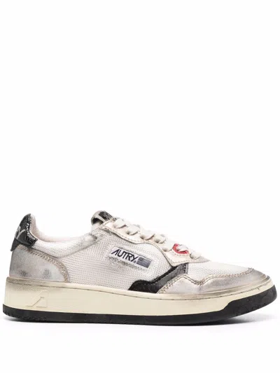 Autry Vintage Low  Leather Sneakers  With Logo In Multi