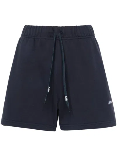 Autry Logo-patch Cotton Shorts In ブルー