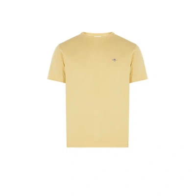 Gant Plain Cotton T-shirt In Yellow