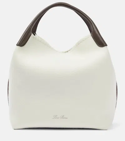 Loro Piana Bale Large Leather-trimmed Bucket Bag In White