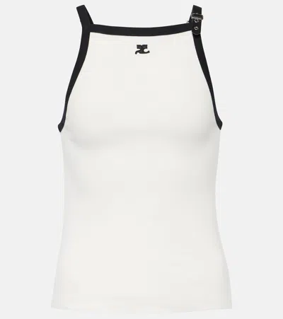 Courrèges Buckle Contrast Tank Top In White