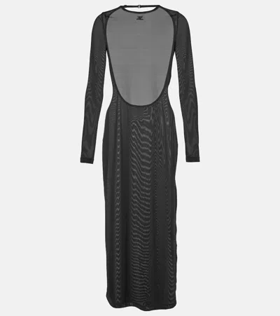 Courrèges Open-back Jersey Midi Dress In Black