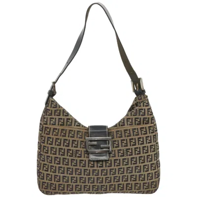 Fendi Mamma Baguette Brown Canvas Shoulder Bag ()