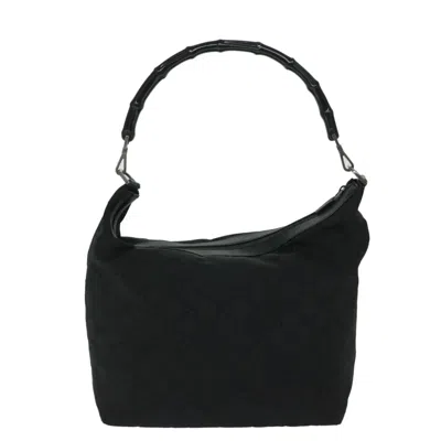 Gucci Bamboo Black Canvas Shoulder Bag ()