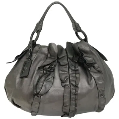 Prada Grey Leather Shoulder Bag ()
