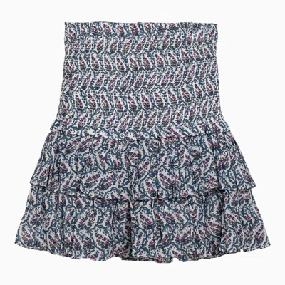Isabel Marant Étoile Cotton Écru Miniskirt With Multicolour Print In Beige