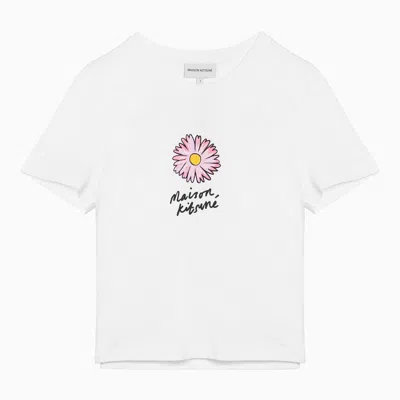 Maison Kitsuné White Cotton T Shirt With Logo Print