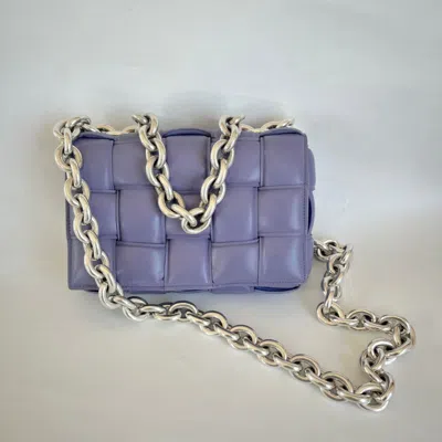 Pre-owned Bottega Veneta Purple Intrecciato Leather Cassette Padded Chain Bag