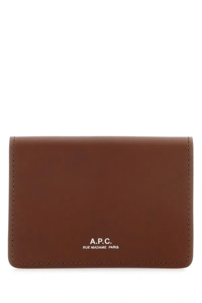 Apc A.p.c. Man Brown Leather Card Holder