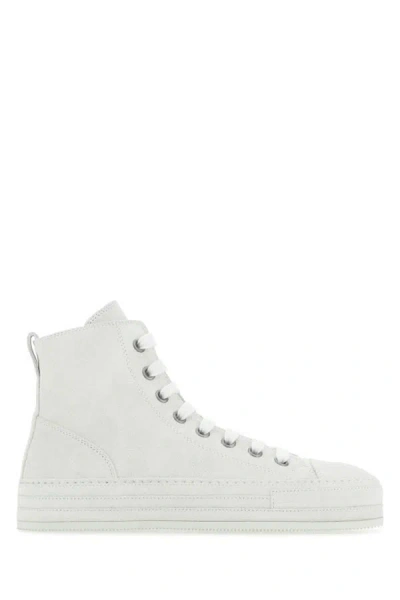 Ann Demeulemeester Woman Chalk Suede Sneakers In White