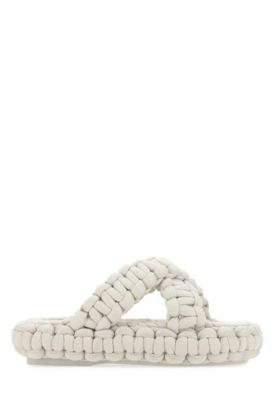 Chloé Chloe Woman Ivory Stretch Fabric Kamy Slippers In White