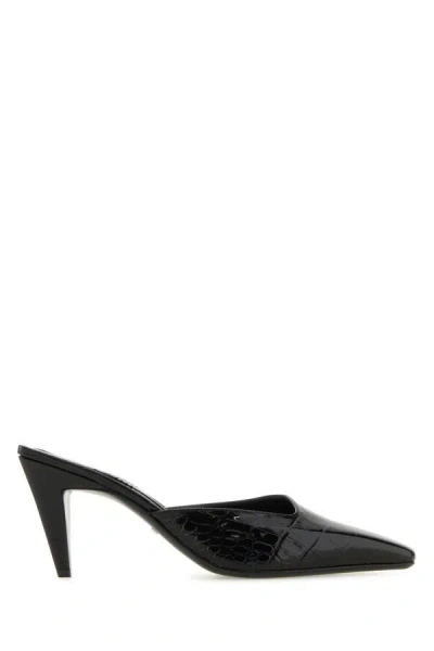 Gucci Mallory Patent Leather Mules In Black