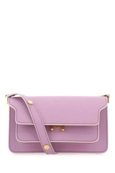 Marni Woman Lilac Leather Mini Trunk Soft Shoulder Bag In Purple
