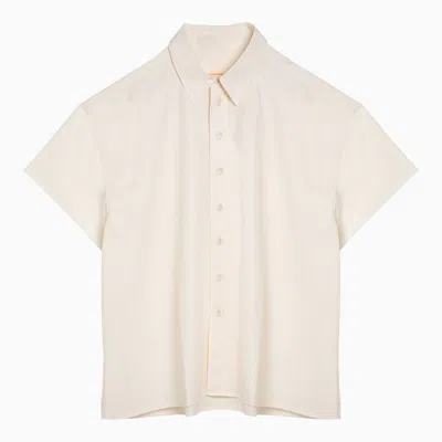 Airei White Short Sleeved Cotton Shirt In Pink