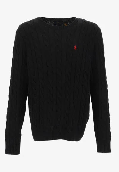 Polo Ralph Lauren Cable-knit Logo Jumper In Black