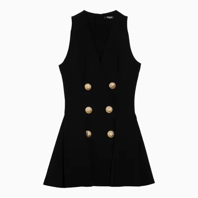 Balmain Black Mini Dress With Gold Buttons