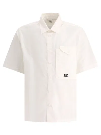 C.p. Company Shirt With Embroidered Logo In White