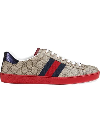 Gucci 25mm Ace Gg Supreme Fabric Sneakers In Beige Multi
