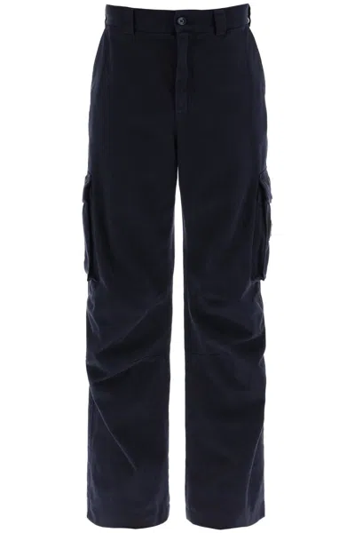 Dolce & Gabbana Cargo Pants With Logo Plaque Men In Blue