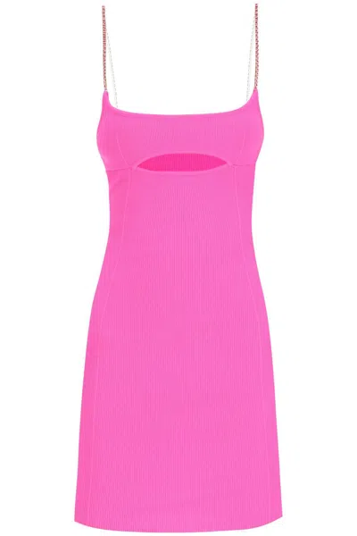 Gcds Cut Out Mini Dress With Rhinestone Straps In 紫红色
