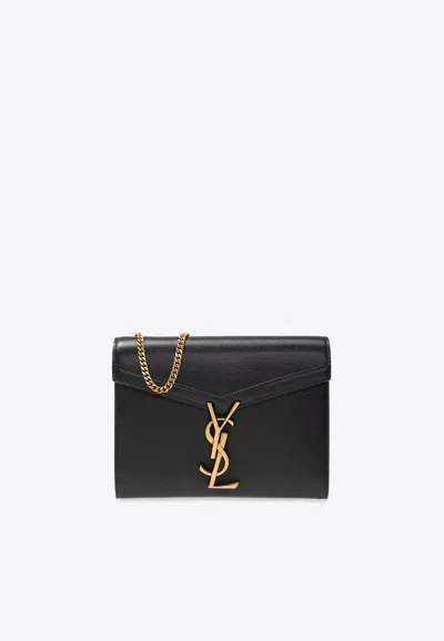 Saint Laurent Cassandra Leather Shoulder Bag In Black