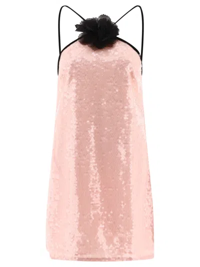 Self-portrait Sequin Flower-embellished Halter Mini Dress In Pink