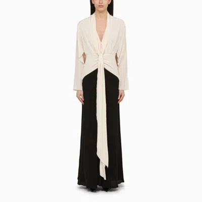 Victoria Beckham Vanilla/black Silk Dress