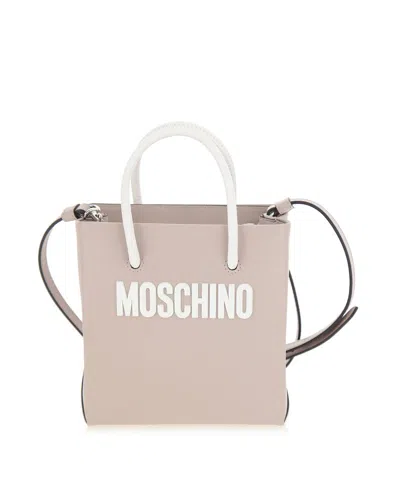 Moschino Logo Lettering Mini Tote Bag In Grey