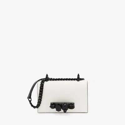 Alexander Mcqueen Mini Jewelled Satchel In Soft Ivory