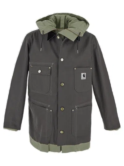 Sacai X Carhartt Wip Reversible Hooded Jacket In Multi