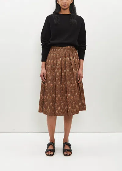 Margaret Howell Contrast Waistband Skirt In Tobacco / Umber