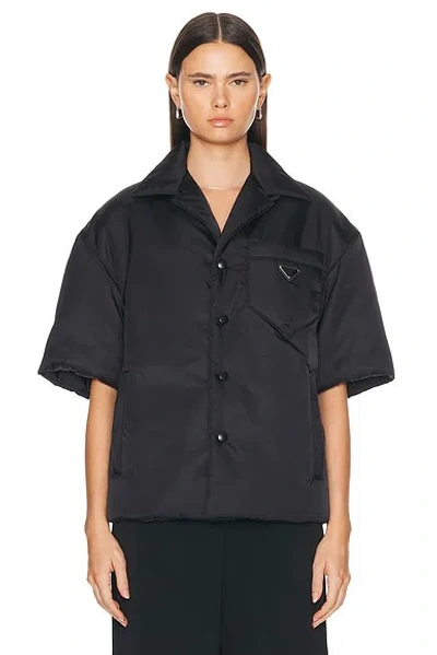 Prada Nylon Short Sleeve Padded Jacket In Black