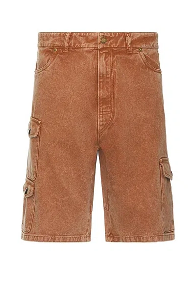 Erl Denim Cargo Shorts In Brown