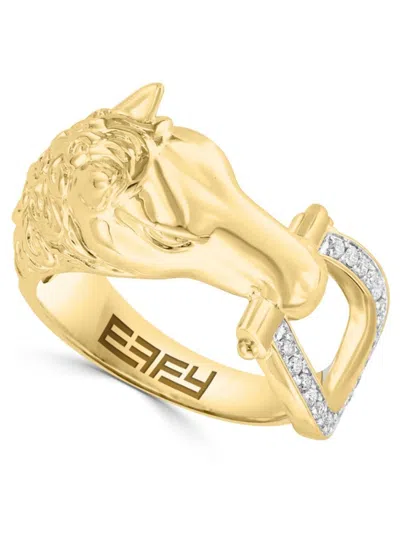 Effy Women's 14k Yellow Gold & 0.2 Tcw Diamond Horse Bit Ring