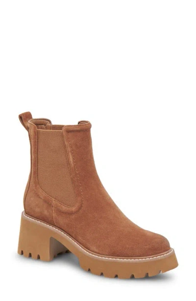 Dolce Vita Hawk H2o Waterproof Chelsea Boot In Chestnut Suede H2o