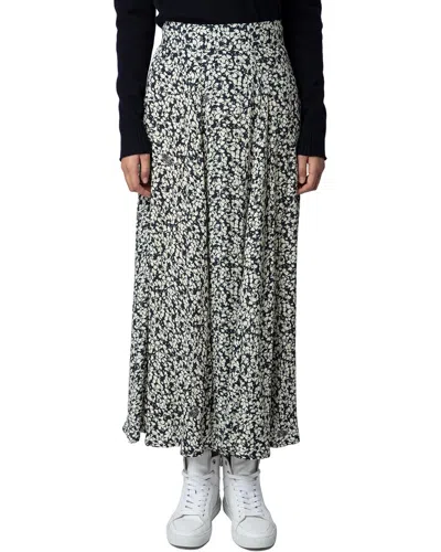 Zadig & Voltaire Joyo Floral-print Skirt In Vanille