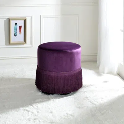 Simplie Fun Ottoman In Velvet In Purple