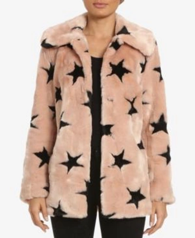 Avec Les Filles Star Faux Fur Coat In Pink/black