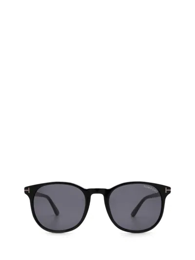 Tom Ford Eyewear Round Frame Sunglasses In Shiny Black