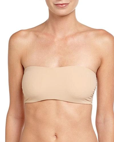 Commando Double Take Lace-paneled Stretch Bandeau Bra In Cream