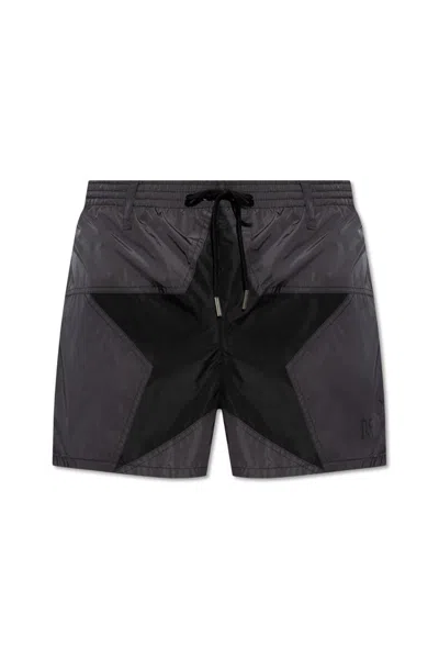 Dsquared2 Star-panelled Swim Shorts In Black