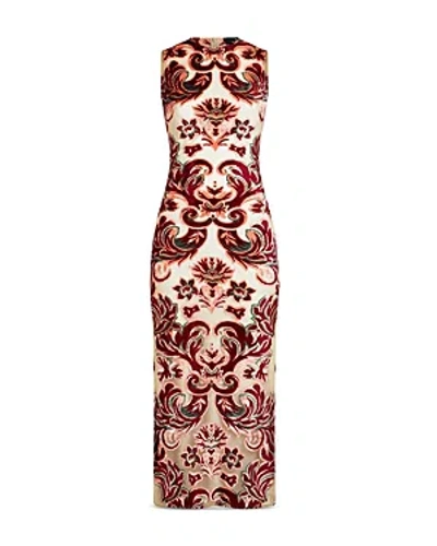 Etro Baroque-pattern Velvet Midi Dress In Multicolor