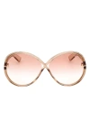 Tom Ford Edie Acetate Round Sunglasses In Shiny Champagne / Bordeaux