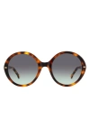Carolina Herrera 55mm Round Sunglasses In Brown Tortoise