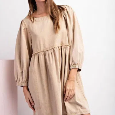 Eesome Nova Babydoll Dress In Taupe In Brown
