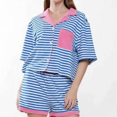 Why Dress Terry Cloth Striped Top In Blue