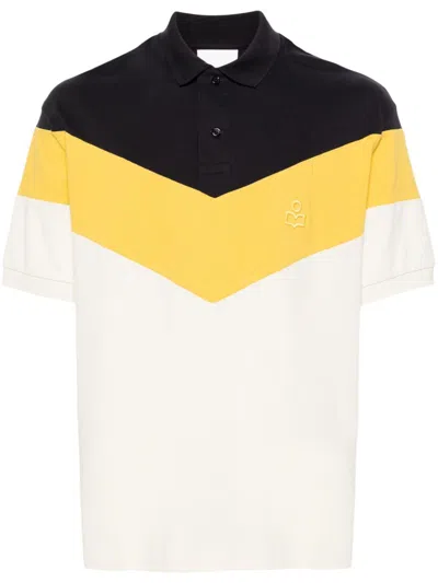 Marant Anton Cotton Polo Shirt In Yellow & Orange